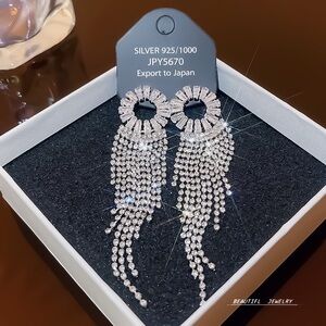 Silver Crystal Dangle Earrings